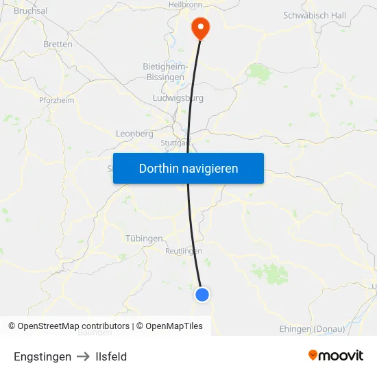 Engstingen to Ilsfeld map