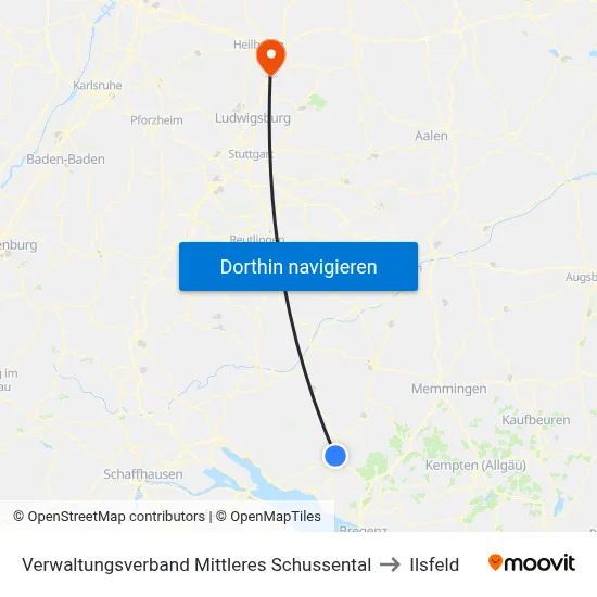 Verwaltungsverband Mittleres Schussental to Ilsfeld map