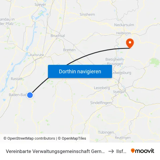 Vereinbarte Verwaltungsgemeinschaft Gernsbach to Ilsfeld map