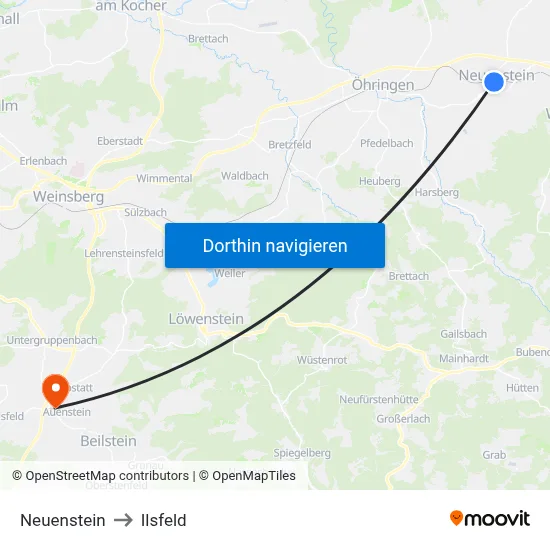 Neuenstein to Ilsfeld map