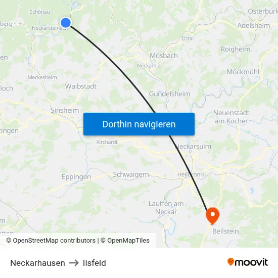 Neckarhausen to Ilsfeld map