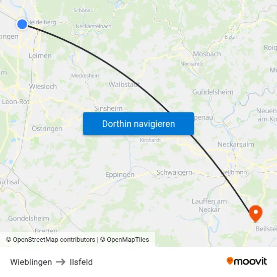 Wieblingen to Ilsfeld map
