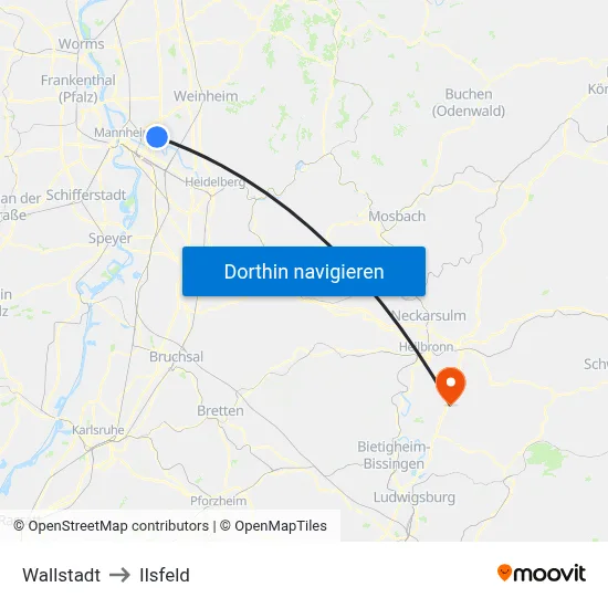 Wallstadt to Ilsfeld map