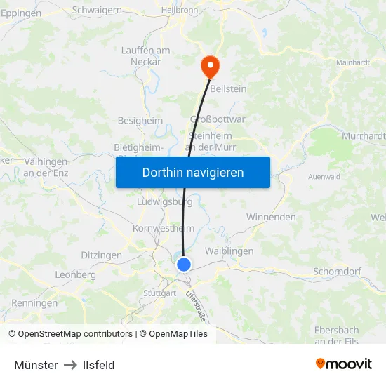 Münster to Ilsfeld map