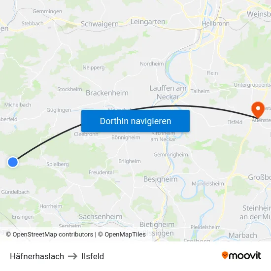 Häfnerhaslach to Ilsfeld map