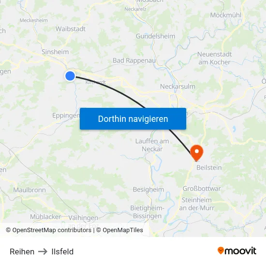 Reihen to Ilsfeld map