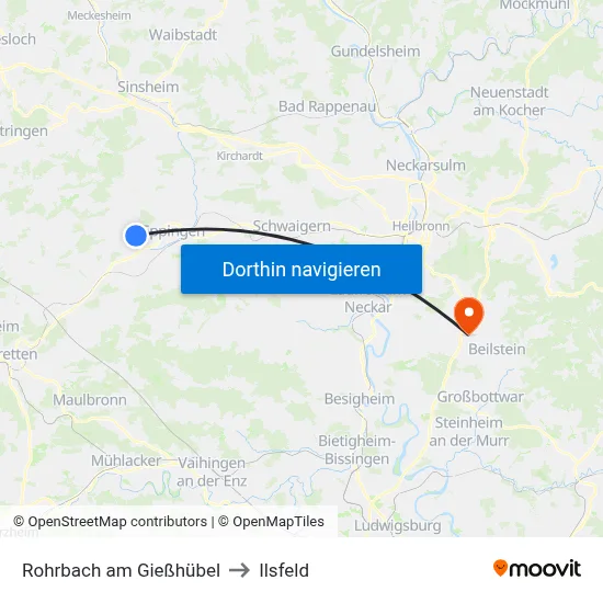 Rohrbach am Gießhübel to Ilsfeld map