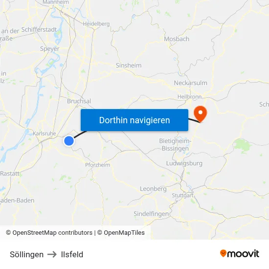 Söllingen to Ilsfeld map