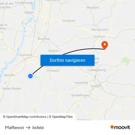 Pfaffenrot to Ilsfeld map