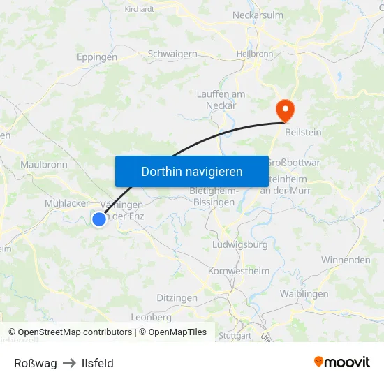 Roßwag to Ilsfeld map