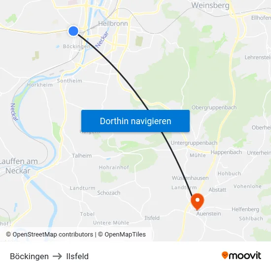 Böckingen to Ilsfeld map