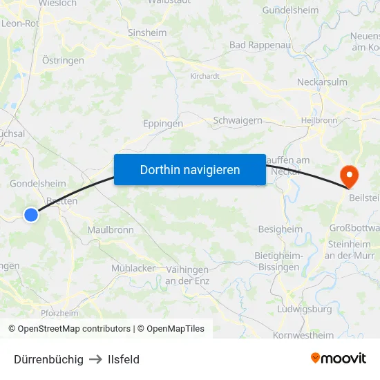 Dürrenbüchig to Ilsfeld map