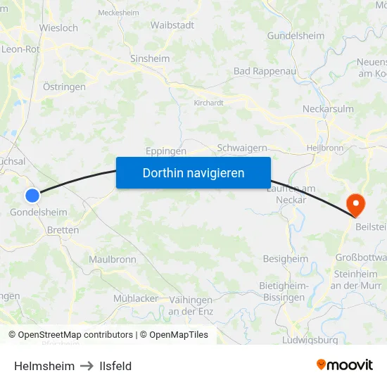 Helmsheim to Ilsfeld map