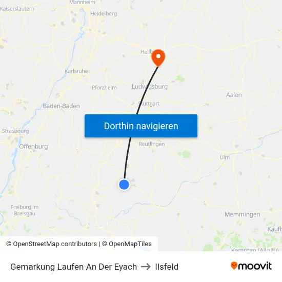 Gemarkung Laufen An Der Eyach to Ilsfeld map