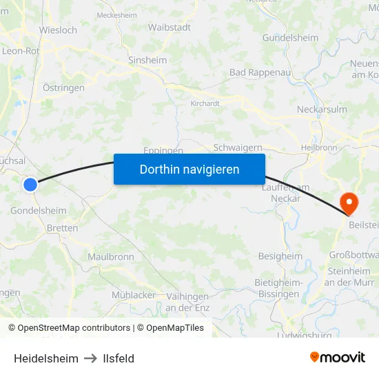 Heidelsheim to Ilsfeld map