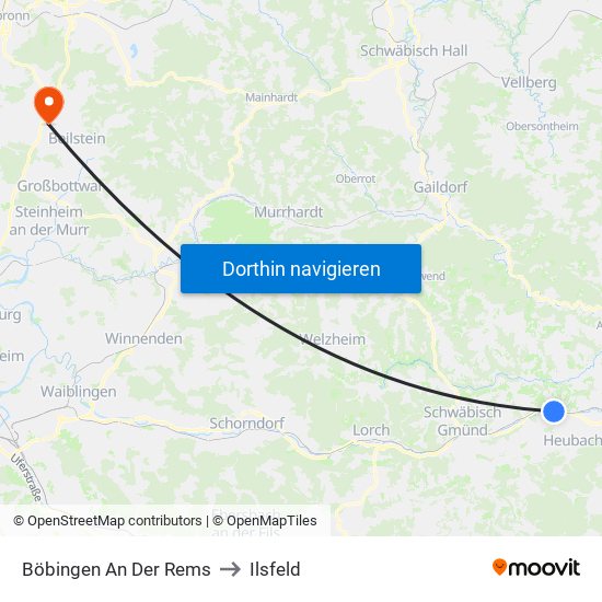 Böbingen An Der Rems to Ilsfeld map