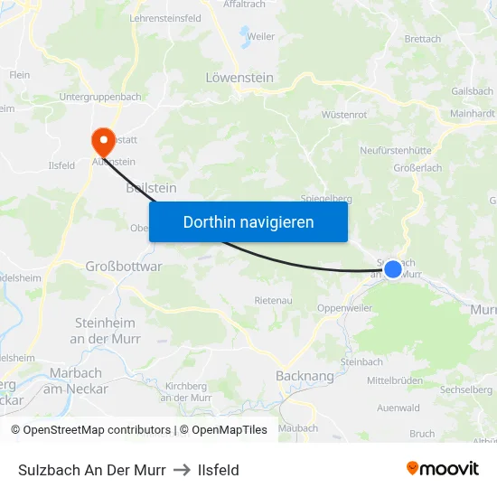Sulzbach An Der Murr to Ilsfeld map