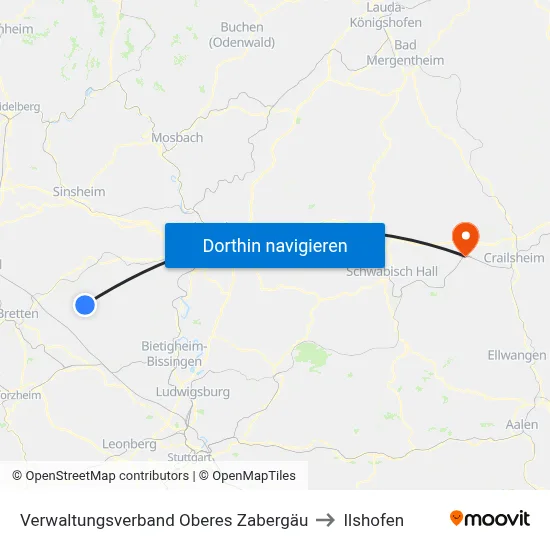 Verwaltungsverband Oberes Zabergäu to Ilshofen map