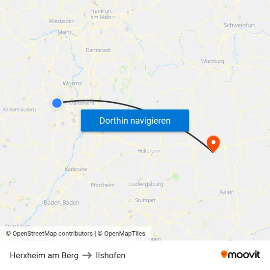 Herxheim am Berg to Ilshofen map