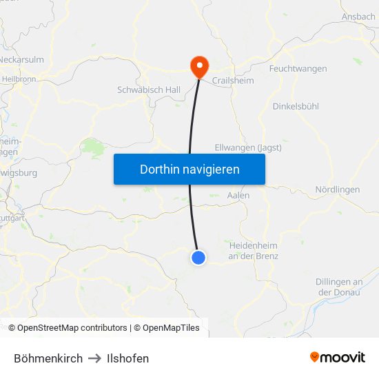 Böhmenkirch to Ilshofen map