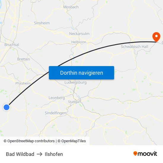 Bad Wildbad to Ilshofen map