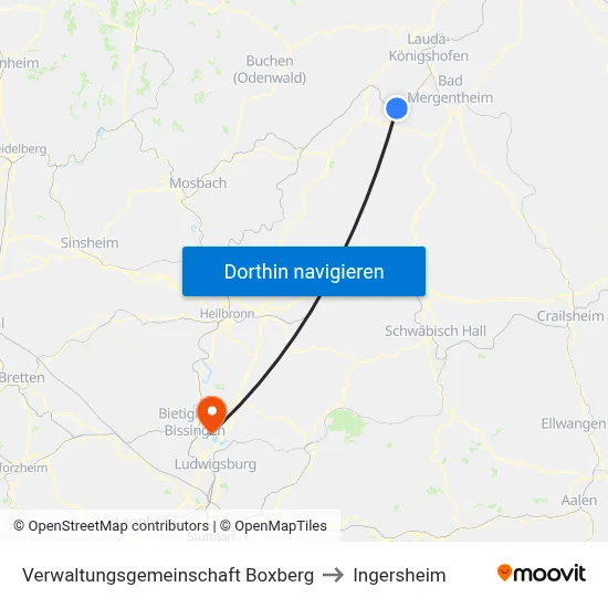 Verwaltungsgemeinschaft Boxberg to Ingersheim map