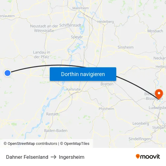 Dahner Felsenland to Ingersheim map