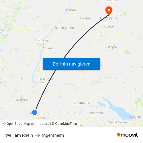 Weil am Rhein to Ingersheim map