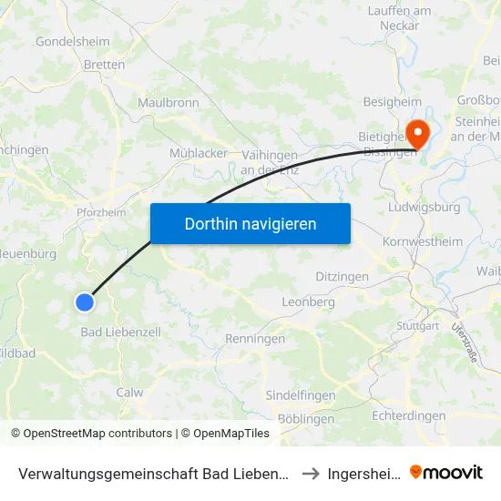 Verwaltungsgemeinschaft Bad Liebenzell to Ingersheim map