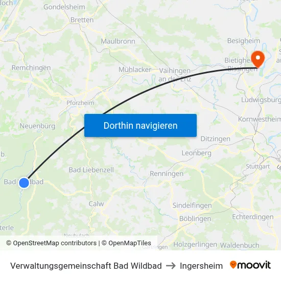 Verwaltungsgemeinschaft Bad Wildbad to Ingersheim map