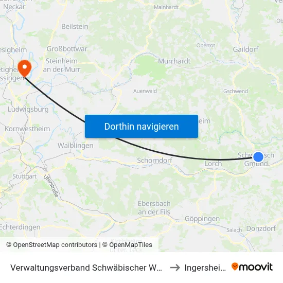 Verwaltungsverband Schwäbischer Wald to Ingersheim map