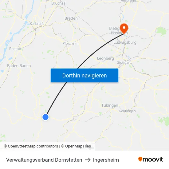 Verwaltungsverband Dornstetten to Ingersheim map