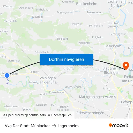 Vvg Der Stadt Mühlacker to Ingersheim map