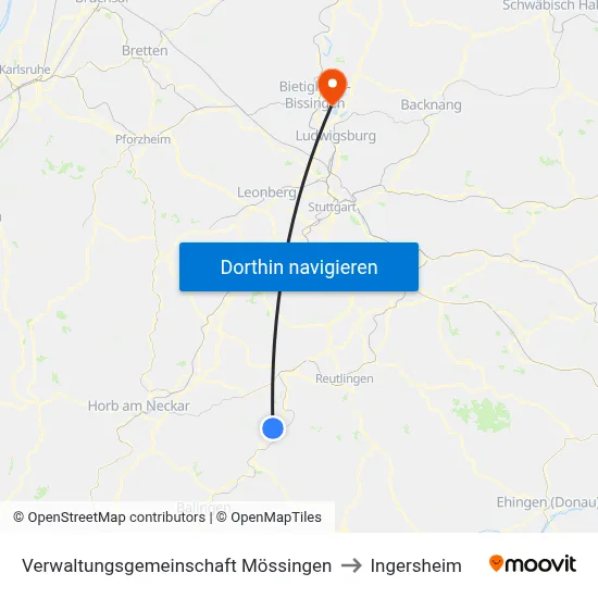 Verwaltungsgemeinschaft Mössingen to Ingersheim map
