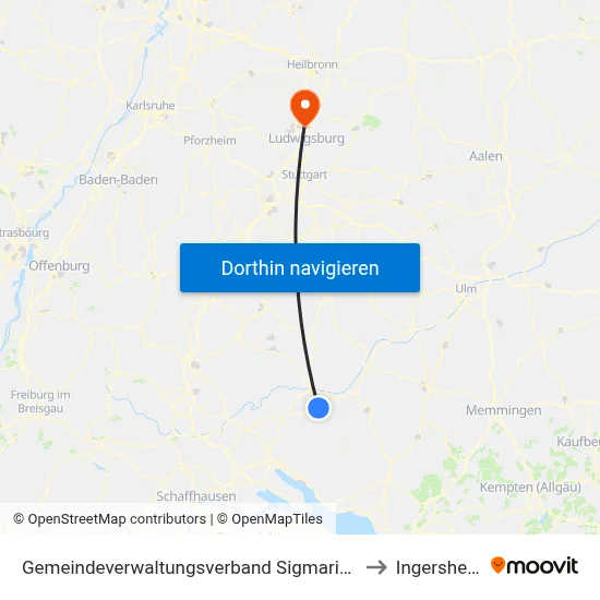 Gemeindeverwaltungsverband Sigmaringen to Ingersheim map