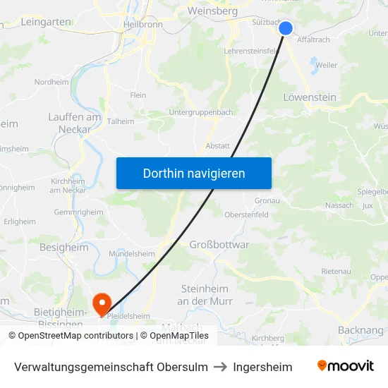 Verwaltungsgemeinschaft Obersulm to Ingersheim map