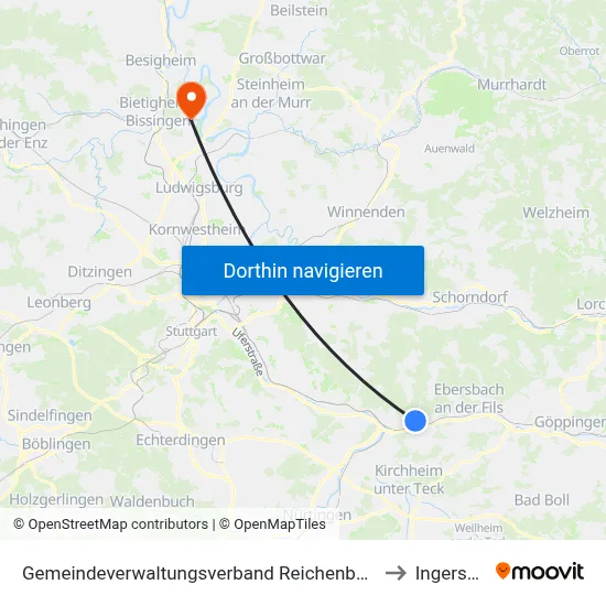 Gemeindeverwaltungsverband Reichenbach An Der Fils to Ingersheim map