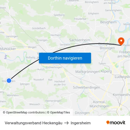 Verwaltungsverband Heckengäu to Ingersheim map