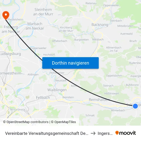 Vereinbarte Verwaltungsgemeinschaft Der Stadt Schorndorf to Ingersheim map