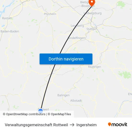 Verwaltungsgemeinschaft Rottweil to Ingersheim map