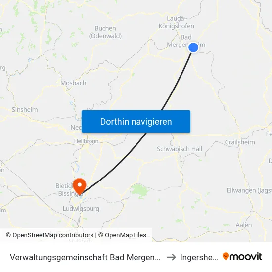 Verwaltungsgemeinschaft Bad Mergentheim to Ingersheim map