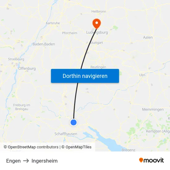 Engen to Ingersheim map