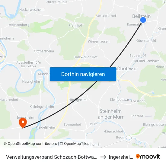 Verwaltungsverband Schozach-Bottwartal to Ingersheim map