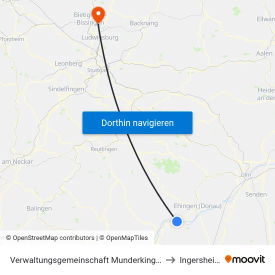 Verwaltungsgemeinschaft Munderkingen to Ingersheim map