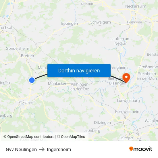 Gvv Neulingen to Ingersheim map