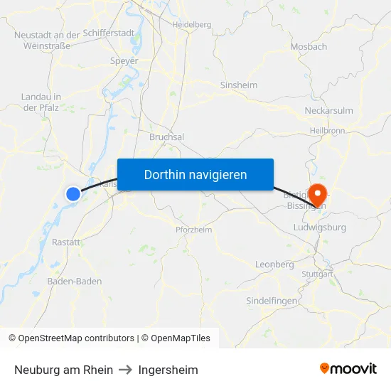 Neuburg am Rhein to Ingersheim map