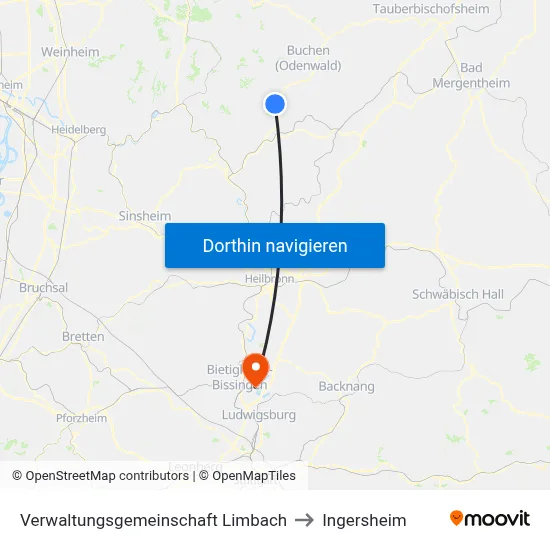 Verwaltungsgemeinschaft Limbach to Ingersheim map