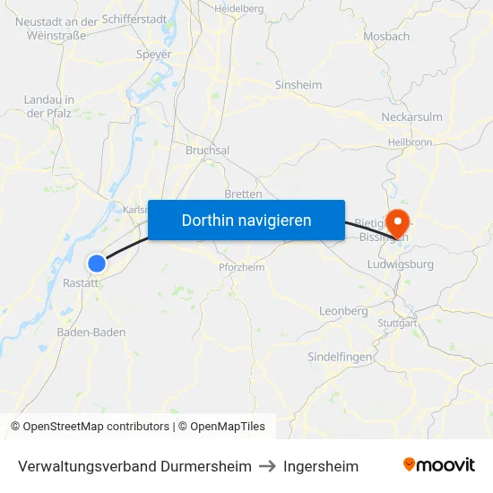 Verwaltungsverband Durmersheim to Ingersheim map