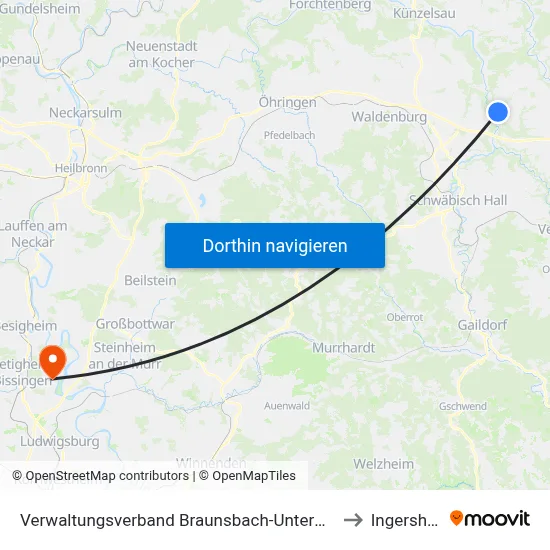 Verwaltungsverband Braunsbach-Untermünkheim to Ingersheim map