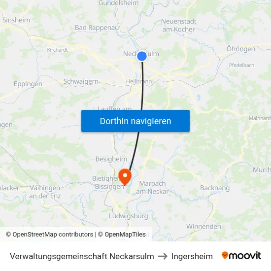 Verwaltungsgemeinschaft Neckarsulm to Ingersheim map